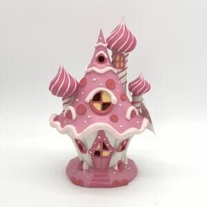 December Diamonds Pink 10” LED Candy Castle Gingerbread House Light Up NEW